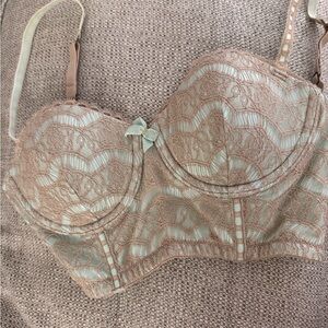 Lace Underwire Bra - Mint and Tan